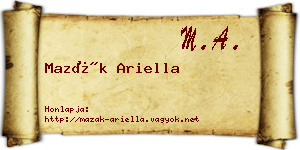 Mazák Ariella névjegykártya